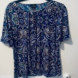 Worthington Blue and White Paisley Blouse